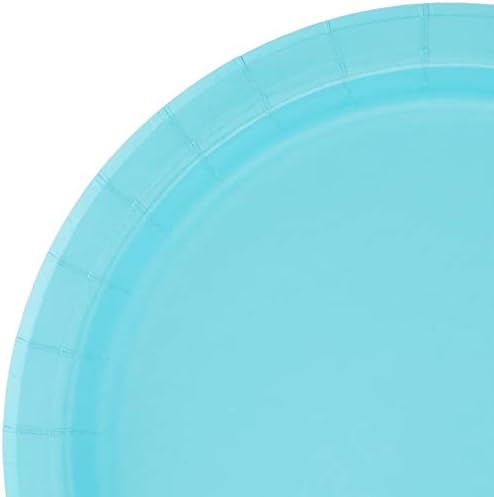 ארוחת ערב להמרה יצירתית 23 סמ -24 צלחות נייר עגולות | חד פעמי | ברמודה 24 יח ', גודל אחד, כחול פסטל